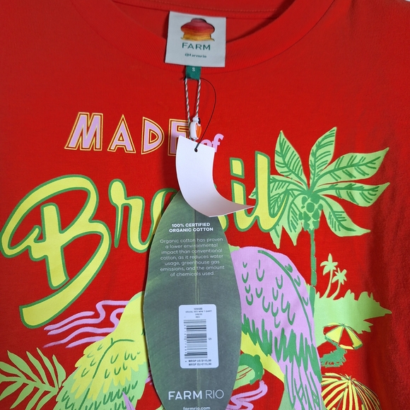 NWT FARM Rio Brasil Red Parrot Mini T Shirt Dress Size Small - Picture 3 of 4